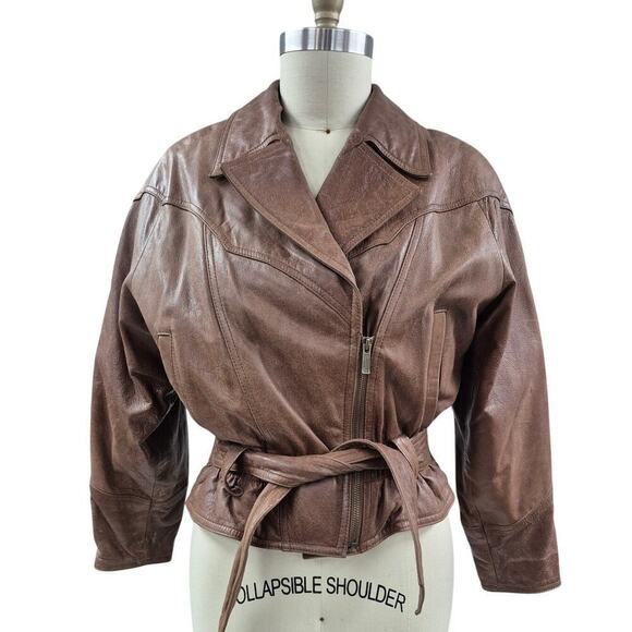 80s VTG Adventure Bound Wilsons Leather Womens Bomber Jacket Size S - Picture 1 of 5